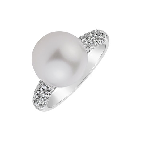 Prsteň s perlou a diamantmi Aquatic
