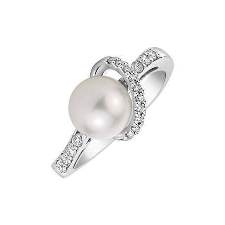 Prsteň s perlou a diamantmi Graceful Wonder