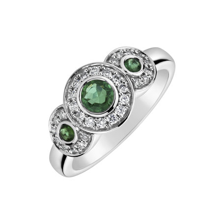 Prsteň s smaragdmi a diamantmi Stylish Life