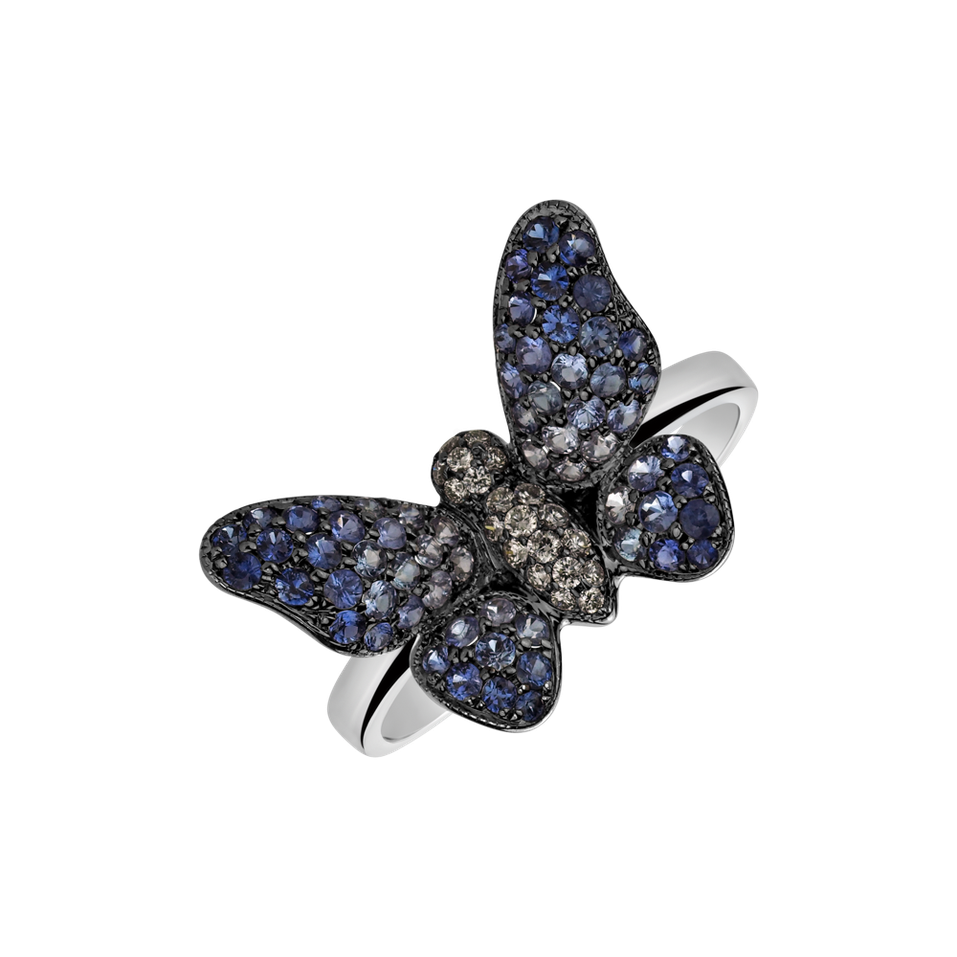 Prsteň s diamantmi a zafírmi Glamorous Butterfly