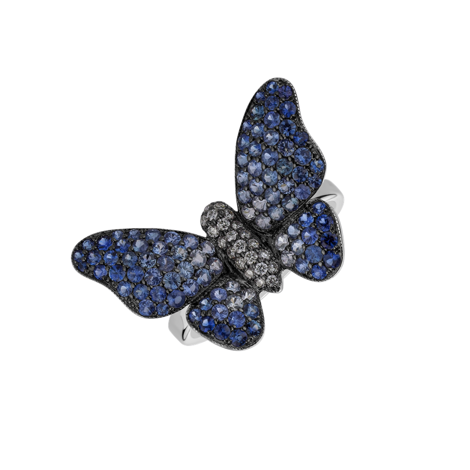Prsteň s diamantmi a zafírmi Splendid Butterfly