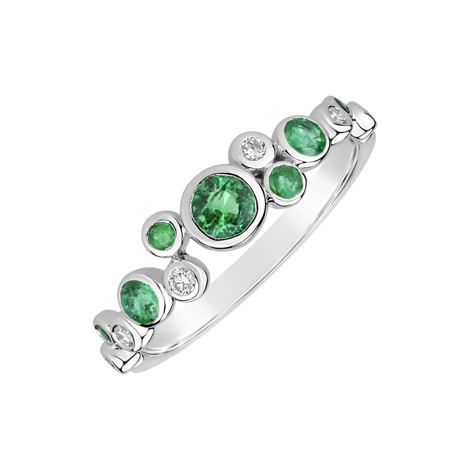 Prsteň s diamantmi a smaragdmi Space Joy
