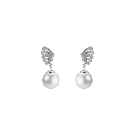 Náušnice s perlou a diamantmi Angel Pearls