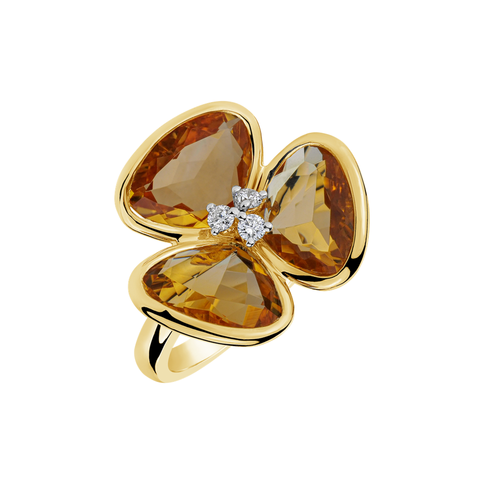 Prsteň s citrínmi a diamantmi Vendela Flower