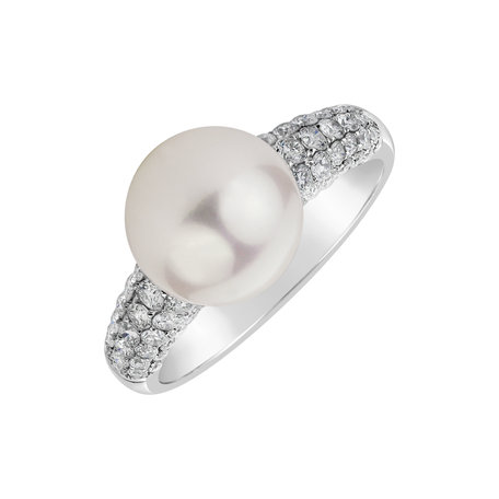Prsteň s perlou a diamantmi Ocean Foam