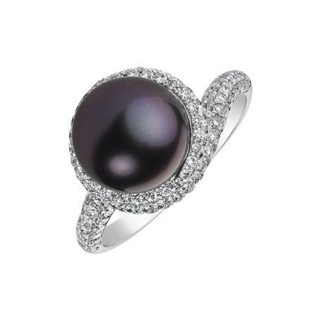Prsteň s perlou a diamantmi Neptunian Magic