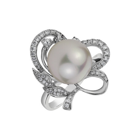 Prsteň s perlou a diamantmi Pearl Madame