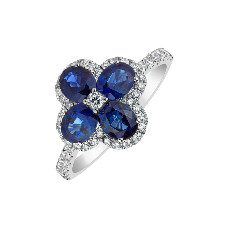 Prsteň s diamantmi a zafírmi Sapphire Blossom