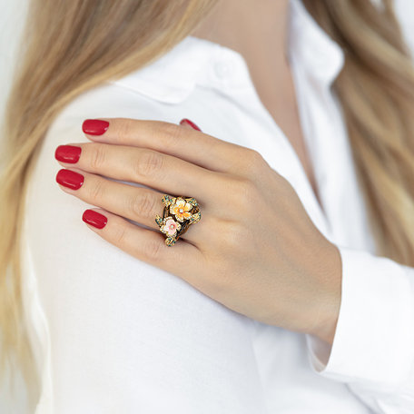 Prsteň s diamantmi a drahokamami Diora