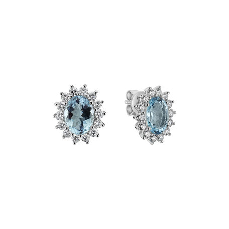 Náušnice akvamarínom s diamantmi Princess Sparkle