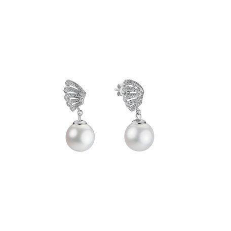 Náušnice s perlou a diamantmi Angel Pearls