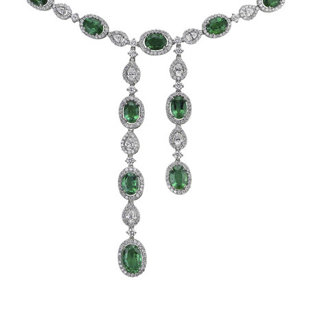 Náhrdelník s diamantmi a smaragdmi Emerald Ribbon