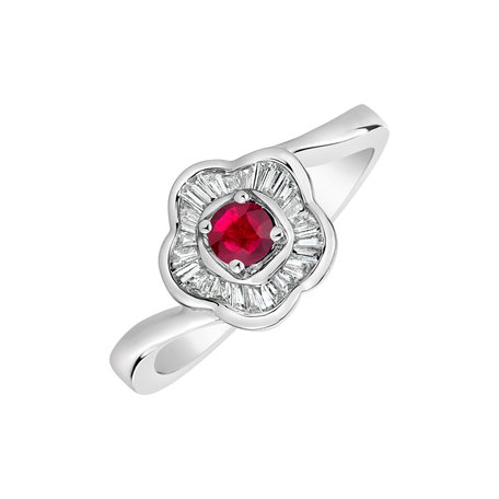Prsteň s rubínom a diamantmi Tiny Flower