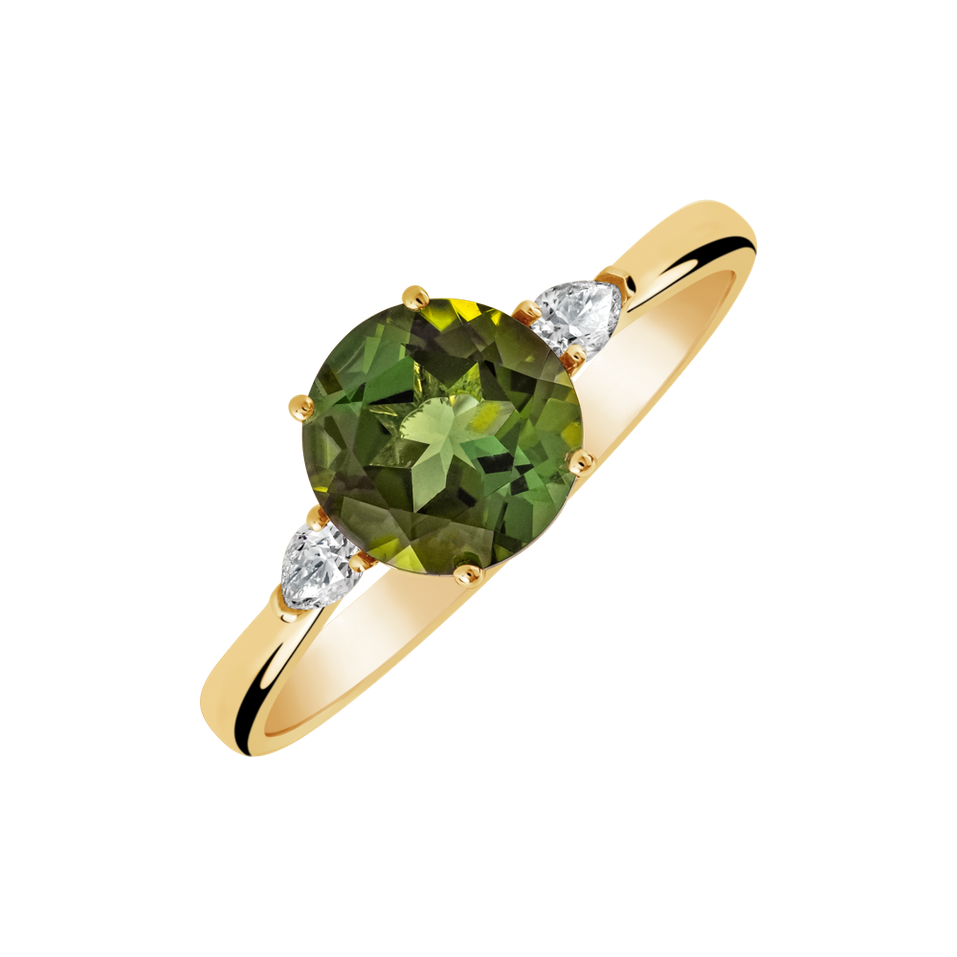 Prsteň s turmalinom a diamantmi Olive Oasis