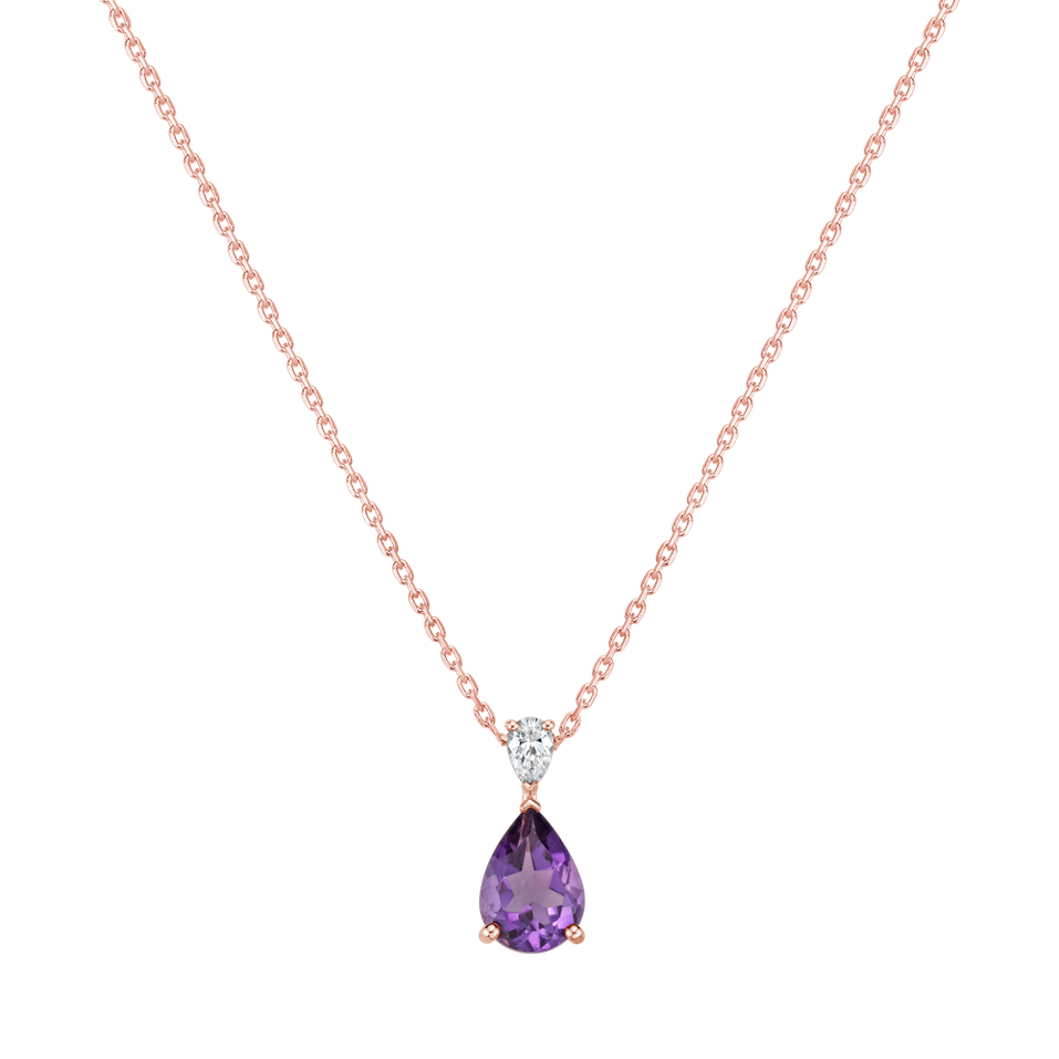 Náhrdelník s ametystom a diamantom Purple Bloom