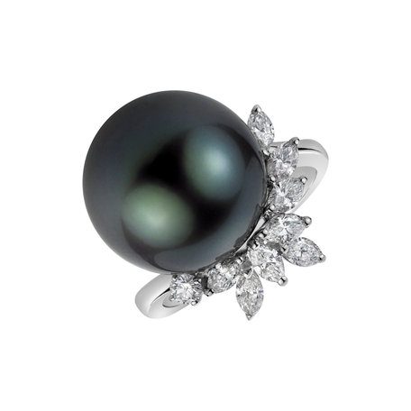 Prsteň s perlou a diamantmi Pearl Eminence