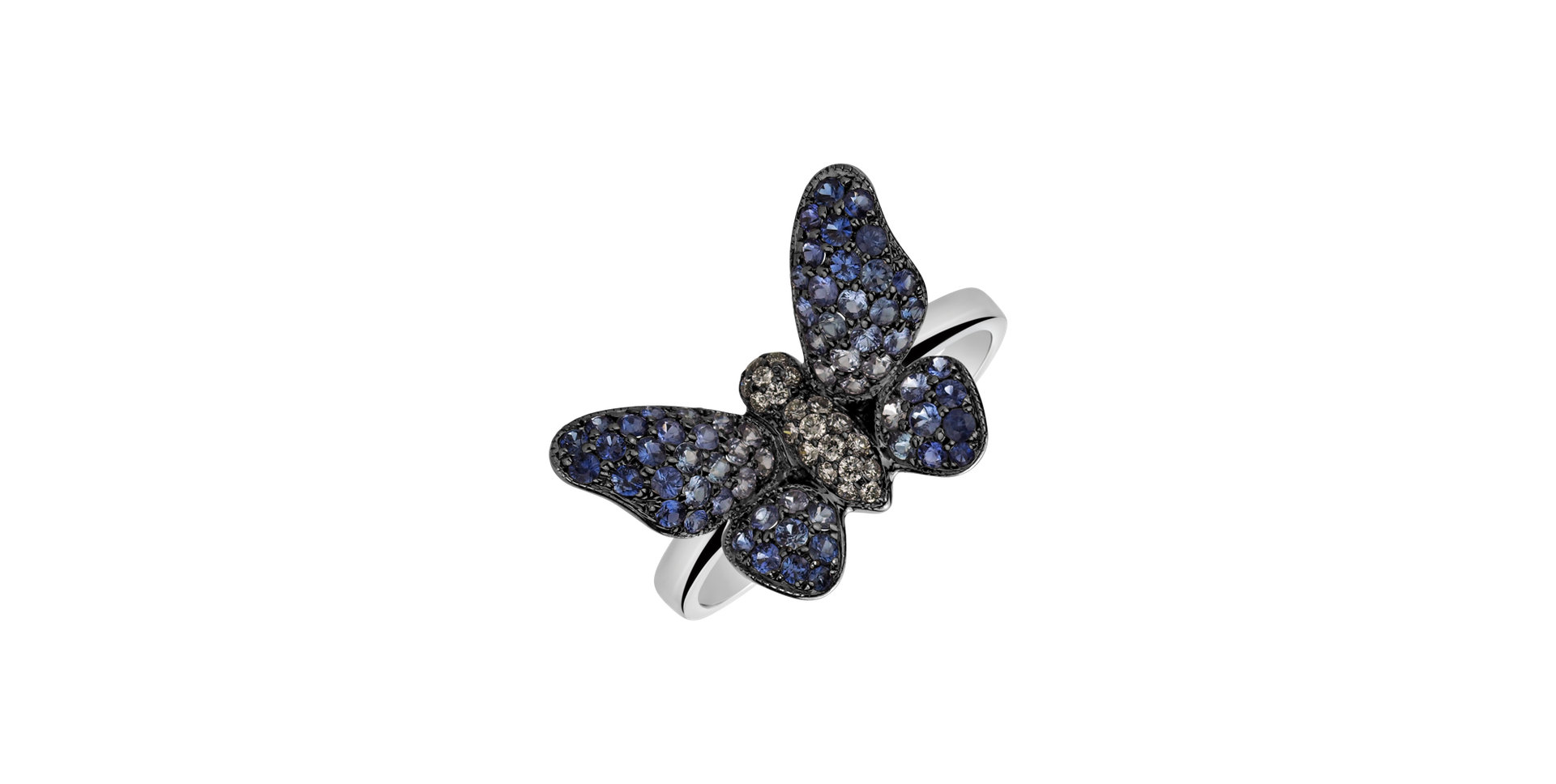Prsteň s diamantmi a zafírmi Glamorous Butterfly