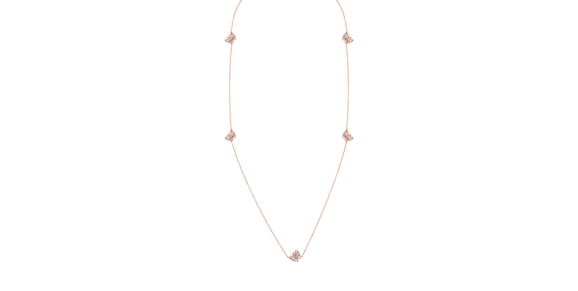 Náhrdelník s diamantmi a perletěmi Butterfly Twist