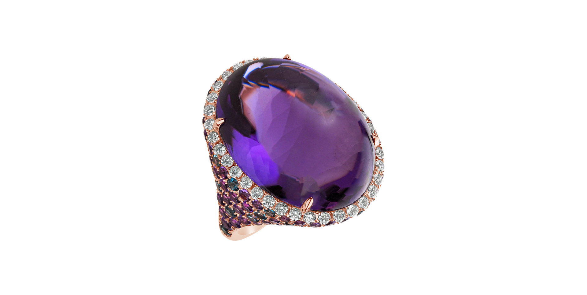Prsteň s ametystom, diamantmi a topásmi Inferno Symphony