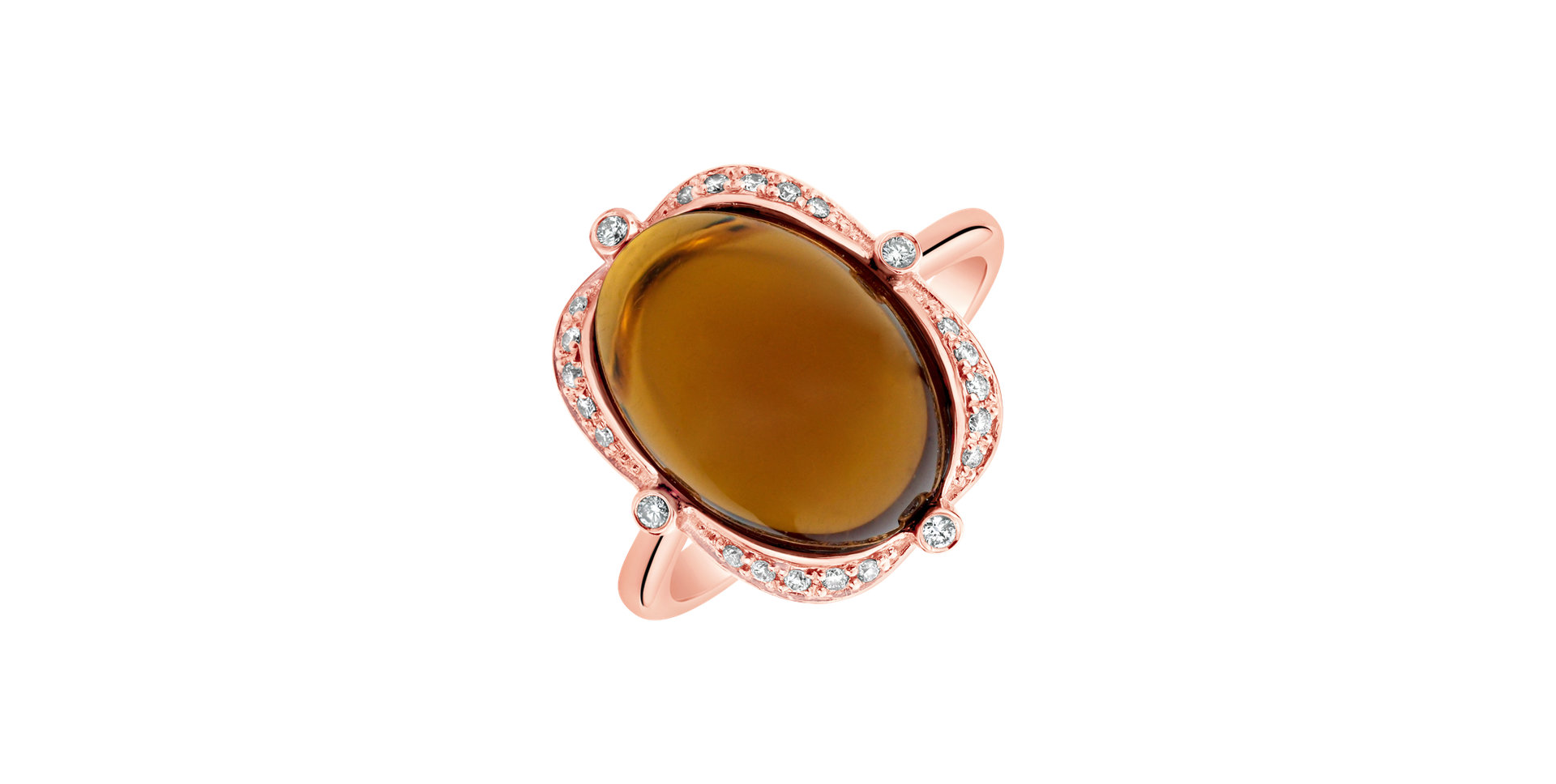 Prsteň s quartzom a diamantmi Herbal love