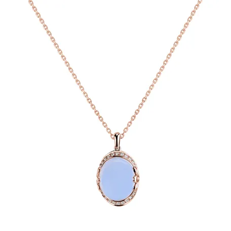 Přívěsok s chalcedonom a diamantmi Mystique