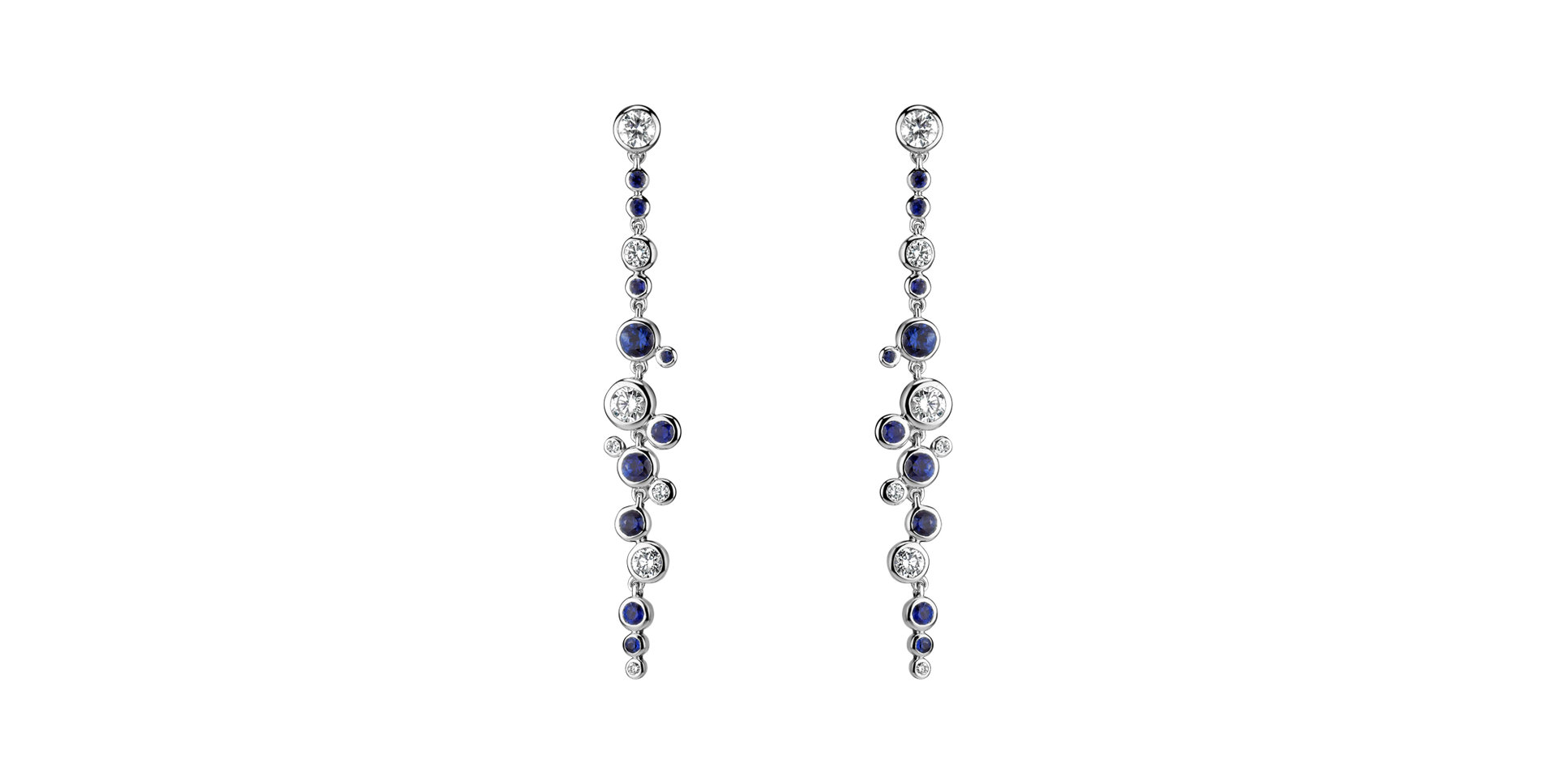 Náušnice s diamantmi a zafírmi Heaven Waterfall