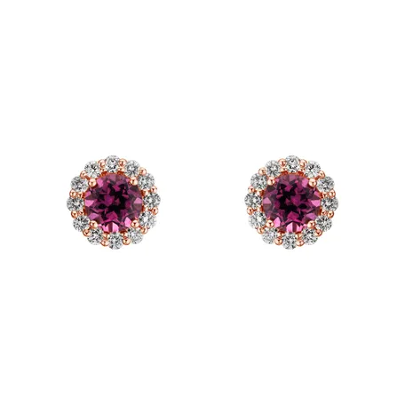 Náušnice s granátom a diamantmi Bloom Spark