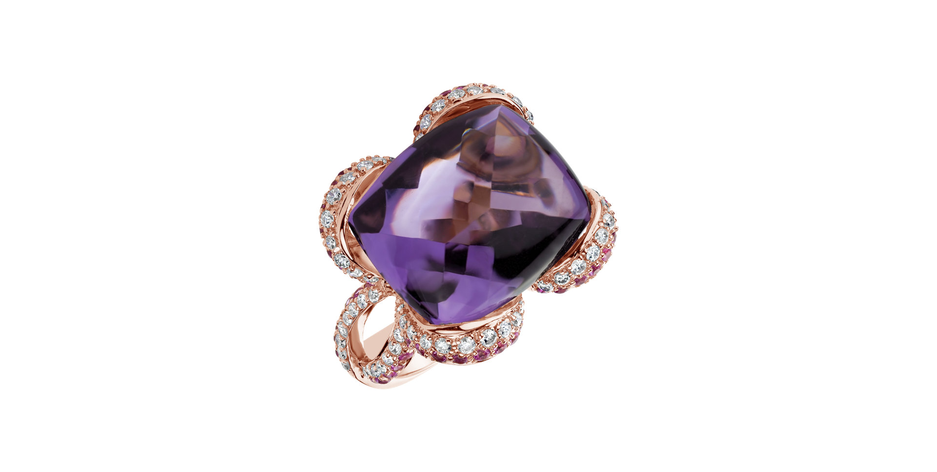 Prsteň s diamantmi, ametystom a zafírmi Special Amethyst