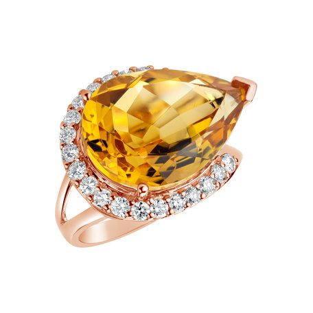 Prsteň s citrínom a diamantmi Tassa