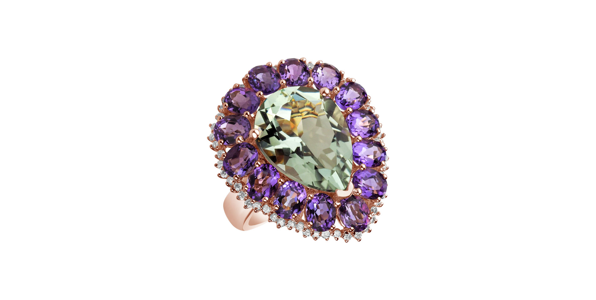 Prsteň s ametystom a diamantmi Ella-Rose