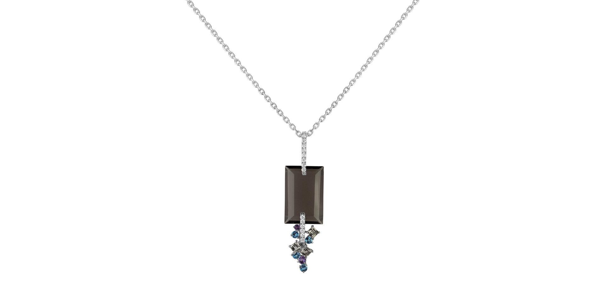Přívěsok s diamantmi, quartzom, topásmi a ametystmi Grandiose Garnish