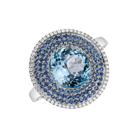 Prsteň s topásom , diamantmi a zafírmi Galaxy Treasure