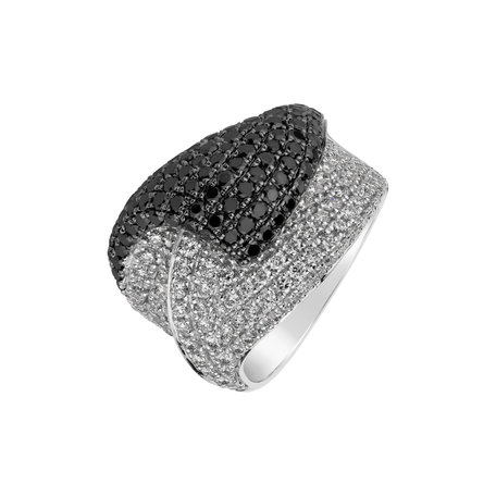 Prsteň s čiernymi a bielymi diamantmi Eolion