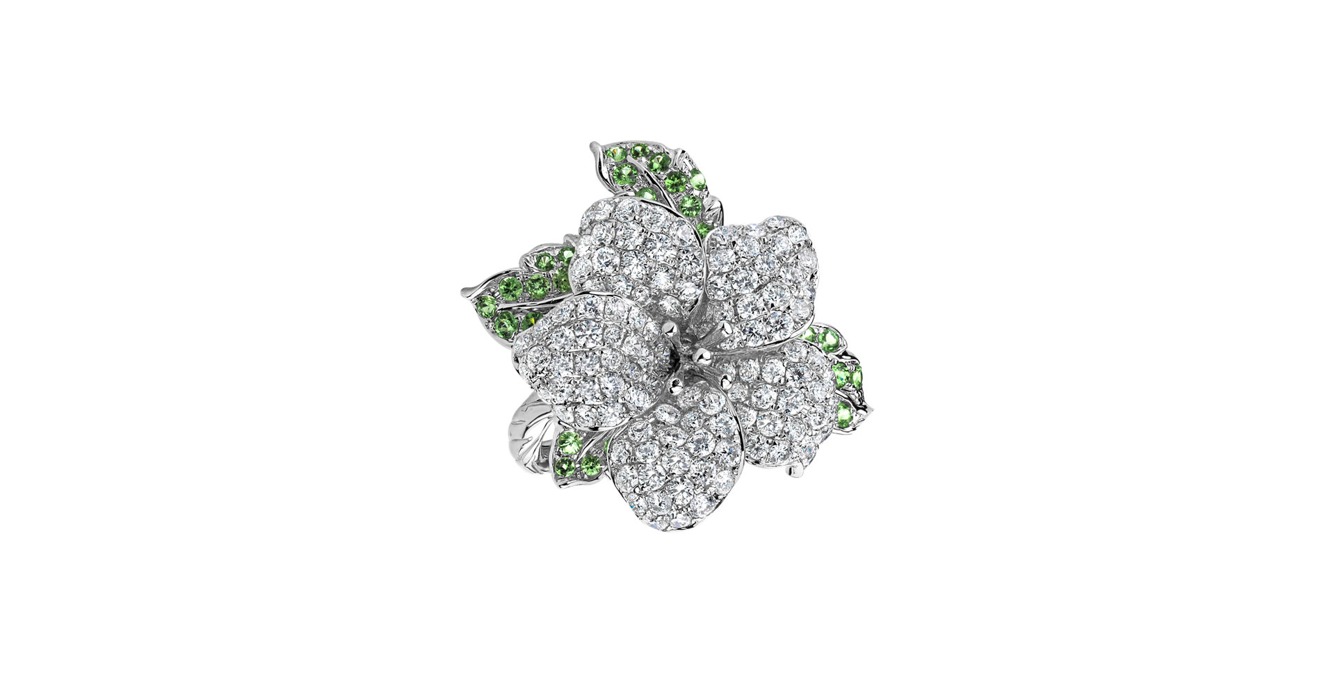 Prsteň s diamantmi a granátmi Princess Flower