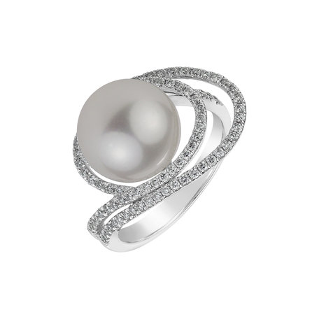 Prsteň s perlou a diamantmi Ocean Vortex