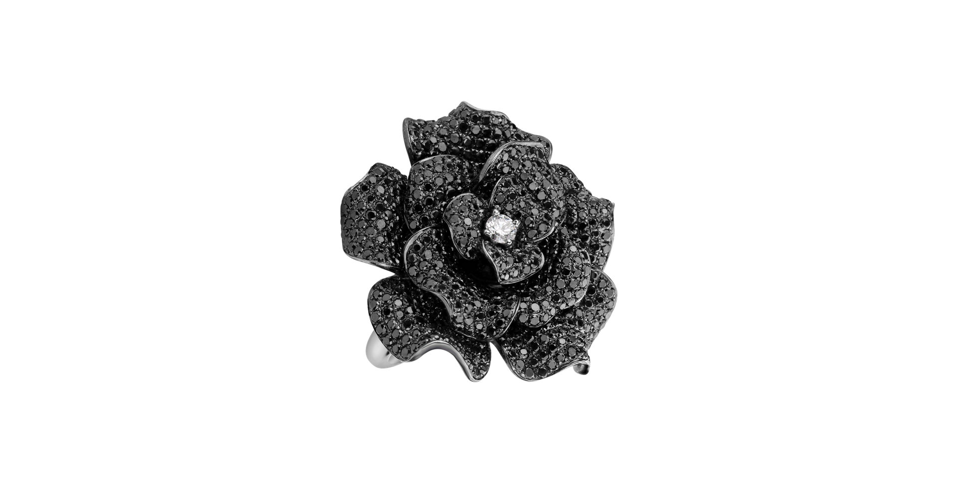 Prsteň s bielymi a čiernymi diamantmi Midnight Princess