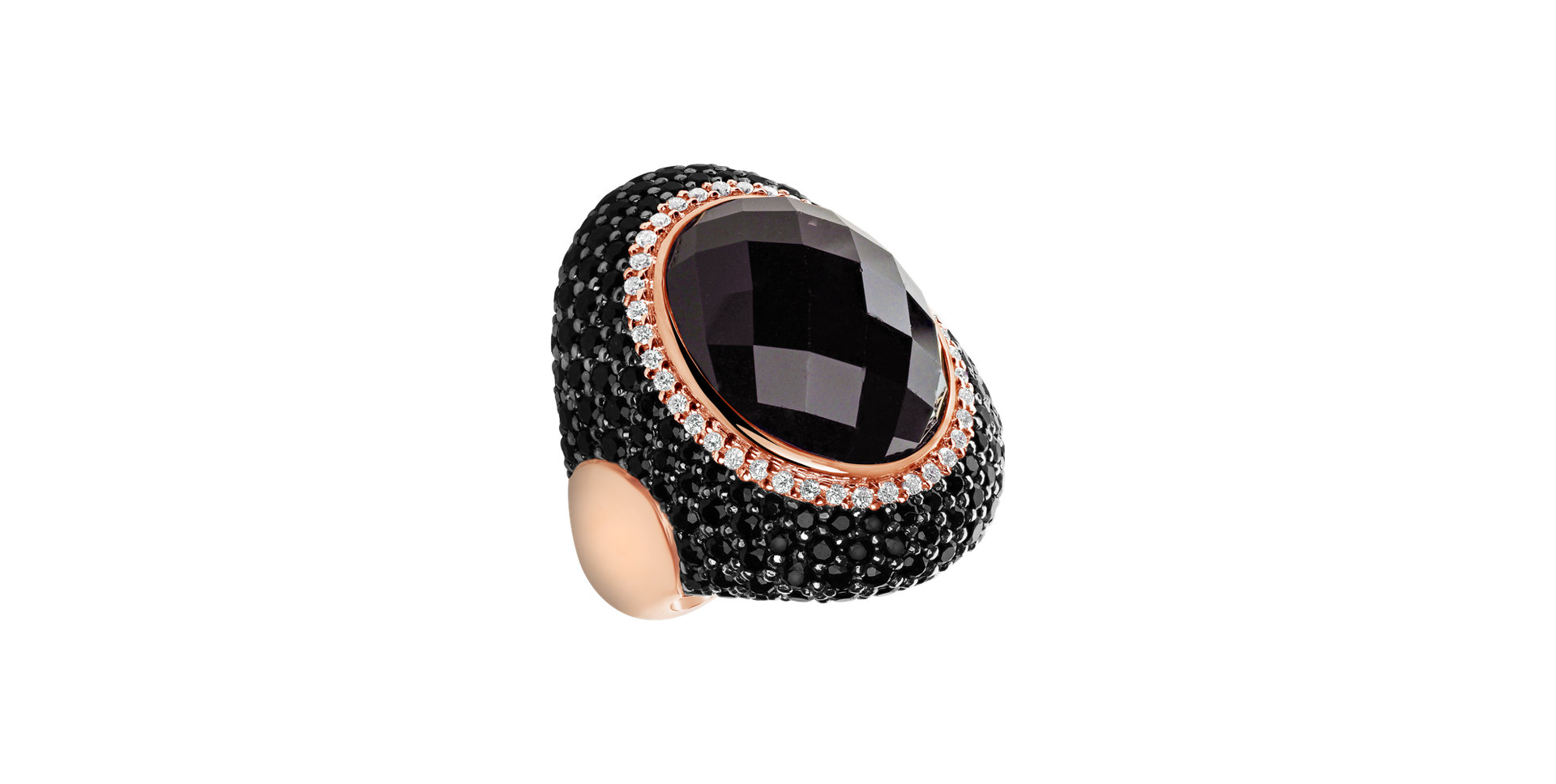 Prsteň s granátom, diamantmi a zafírmi Carnation Café