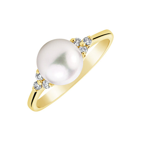 Prsteň s perlou a diamantmi Pacific Romance