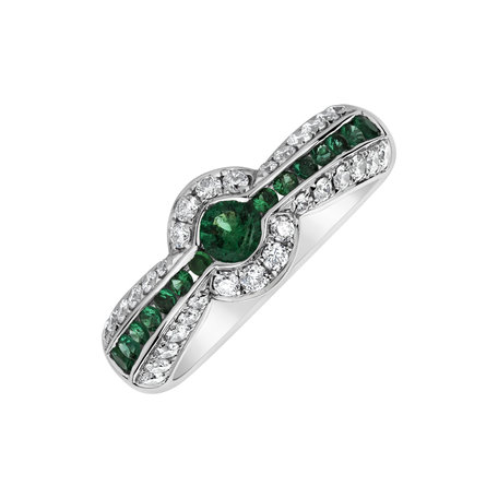 Prsteň so smaragdmi a diamantmi Valeria