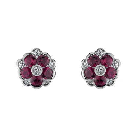 Náušnice s diamantmi a rubínmi Ruby Mood