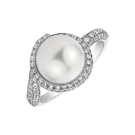 Prsteň s perlou a diamantmi Marine