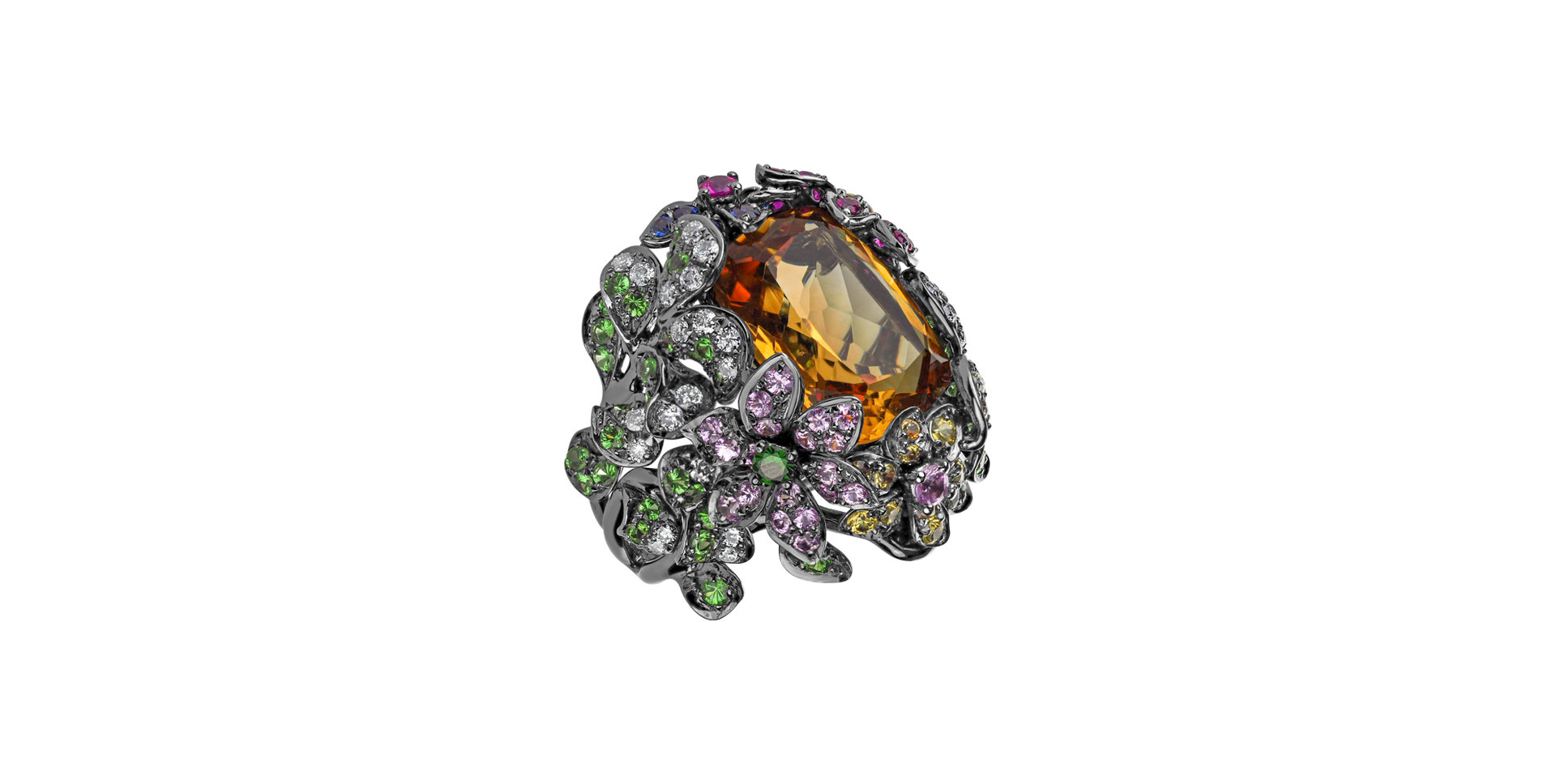 Prsteň s citrínom diamantmi a drahokamami Lady Blanca