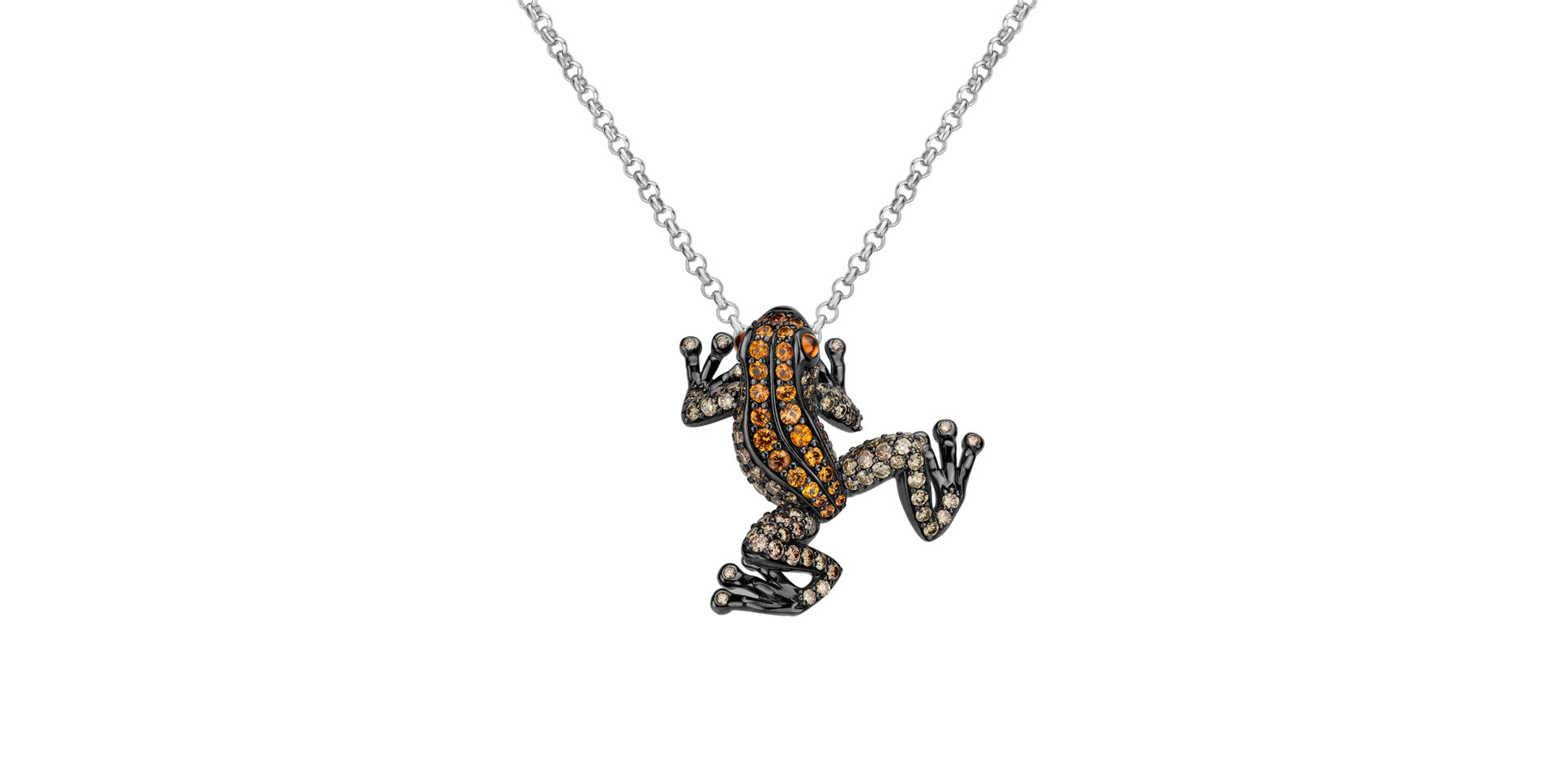 Přívěsok s hnedými diamantmi a zafírmi Gold Frog