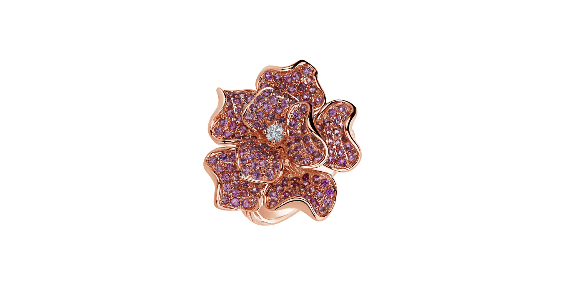 Prsteň s diamantom a zafírmi Rosalinda