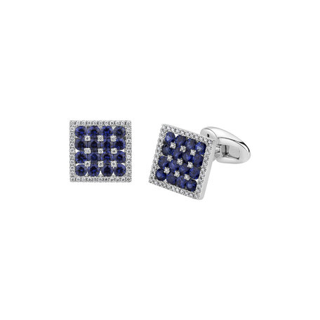 Manžetové gombíky s diamantmi a zafírmi Blue Square
