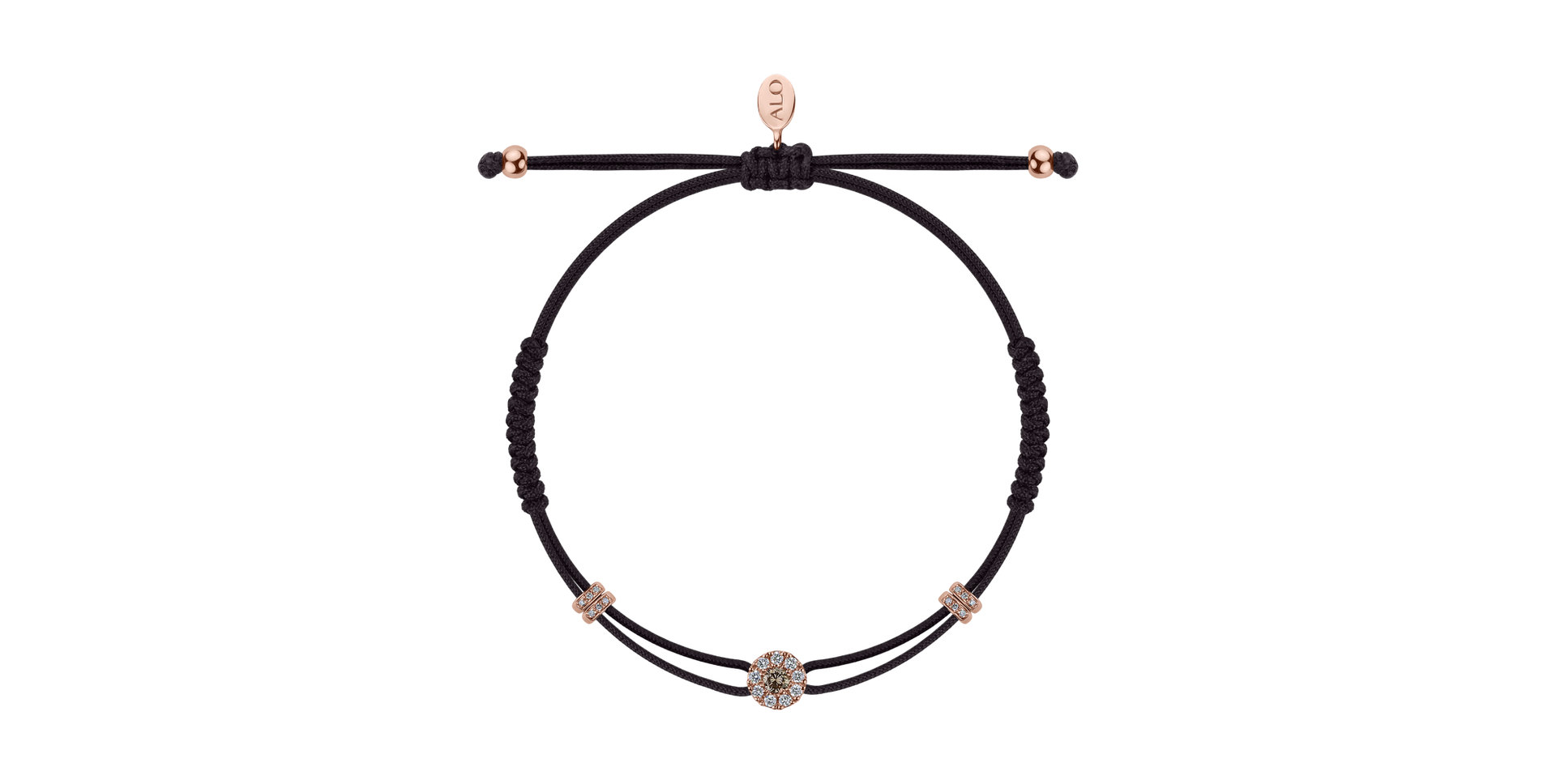 Náramok s bielymi a hnedými diamantmi Shamballa