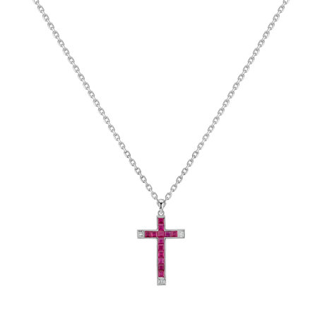 Přívěsok s diamantmi a rubínmi Love Cross