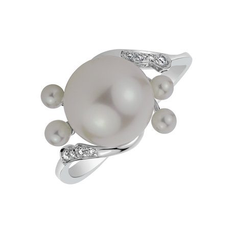 Prsteň s perlou a diamantmi Pearl Desire