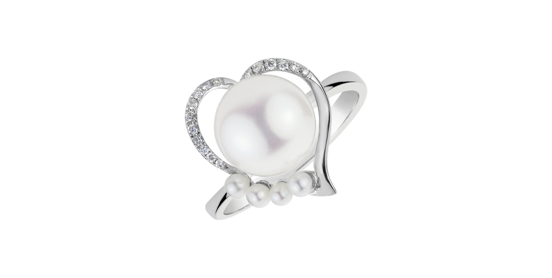 Prsteň s perlami a diamantmi Pearl Love