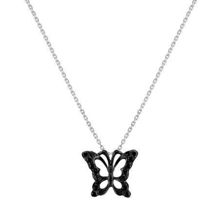 Přívěsok s čiernymi diamantmi Butterfly Gem